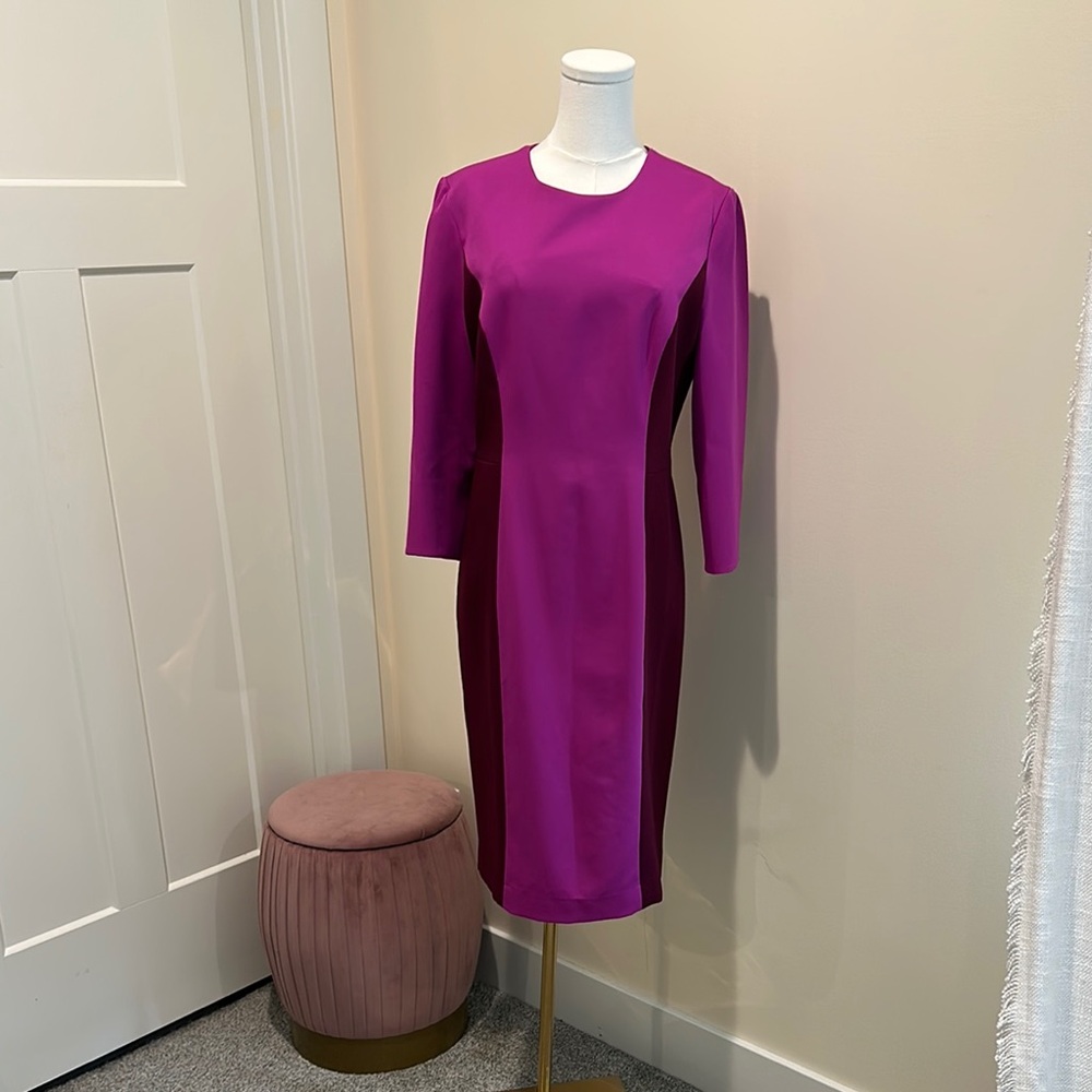Milly Pink Long Sleeve Sheath Dress